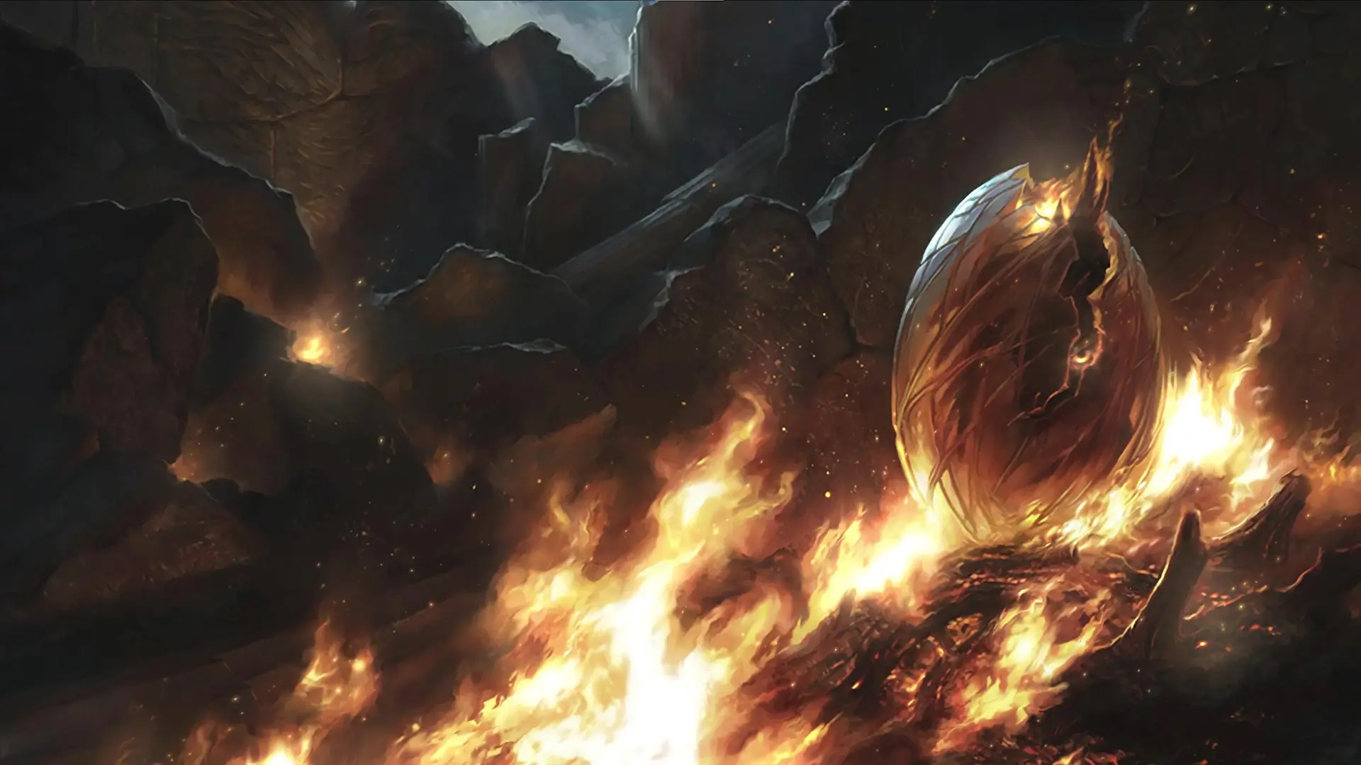 image of a burning phoenix egg